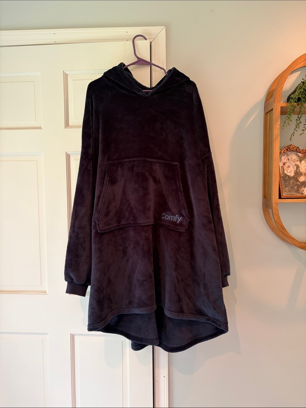 Comfy Plush Hooded Oversized Robe - Navy Blue